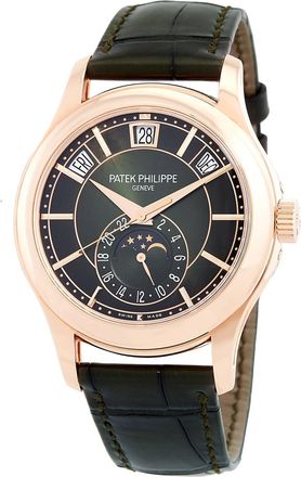 Patek Philippe Pre-owned Patek Philippe Complications Olive Green Sunburst Dial Mens Watch 5205R-011