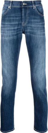 Dondup Slim-Fit Indigo Blauwe Stretch-Katoenen Jeans - Heren - Slim Fit Jeans - Blauw - W28 - Katoen - Jeans