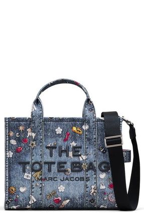 Marc Jacobs THE TROMPE LOEIL TRINKET CANVAS MEDIUM TOTE BAG in Medium Wash Multi at Nordstrom