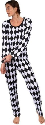 Leveret Womens Loose Fit Cotton Matching Family Holiday Pajamas, Classic & Geometric Patterns in Argyle Black & White at Nordstrom, Size X-Large