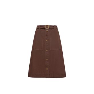 Moncler Moncler Belted Knee-length Cotton Skirt, Women, Red, Size: 40