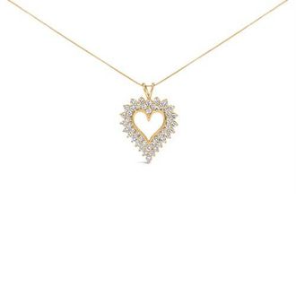 House of Brilliance 925 Sterling Silver 3.00 Cttw Round Cut Diamond Cluster Heart Pendant Necklace in Yellow Gold Over Silver at Nordstrom