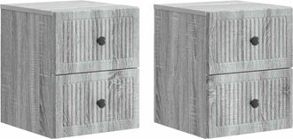 vidaXL Mesita De Noche De Pared 2 Uds. Gris Sonoma 33 X 34,5 X 40 Cm Vidaxl