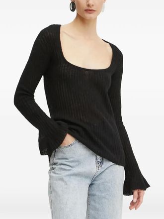 Pinko square-neck long-sleeve T-shirt - women - Fabric - S - Black