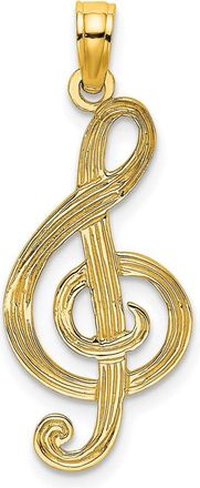 Diamond2Deal 14k Gold Textured Treble Clef Charm Pendant