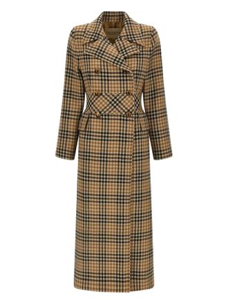 Valentino Garavani houndstooth wool coat - women - Virgin Wool/Cupro - 40 - Brown
