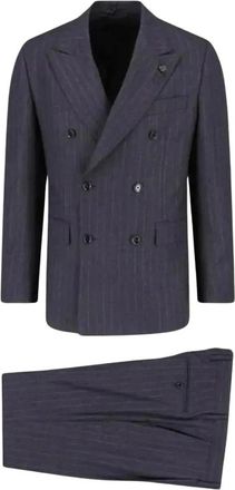 Lardini Feeling Double-Breasted Suit - Heren - Business pakken - Grijs - XL - Wol - Kostuums