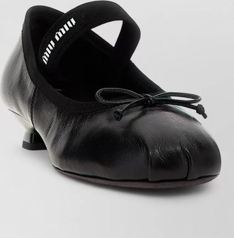 Miu Miu leather logo bow ballerina shoes
