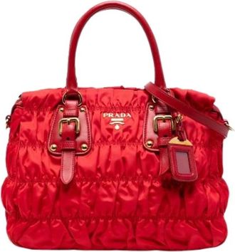 Prada Pre-owned Handbags, female, Red, Size: ONE SIZE Pre-owned Vintage Nylon Handbag
