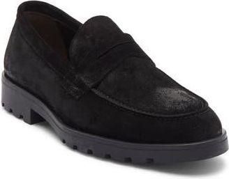 To Boot New York Orman Lug Sole Penny Loafer in Waxed Suede Black at Nordstrom Rack, Size 10.5