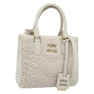 Miu Miu Pre-owned Canvas Hand Bag - Dames - Pre-owned - Wit - Maat: ONE Size Leer