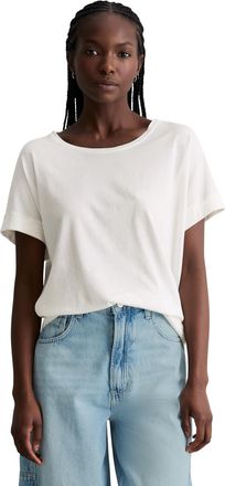 Marc O'Polo Denim T-Shirt MARC OPOLO DENIM, Damen, Gr. XL, silky wei&szlig;, Jersey, Obermaterial: 100% Baumwolle, relaxed fit normal, Rundhals, Umschlagbund, Shirts T-Shirt,