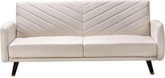 Beliani Beliani - Faux Linen Fabric Sofa Bed 3 Seater Light Beige Convertible Reclining Senja