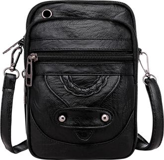 Generic Retro Shoulder Bag for Women, Mini Crossbody Bag with Multi-Compartments, Large Cell Phone Holder & Coin Purse, Vintage Small Handbag