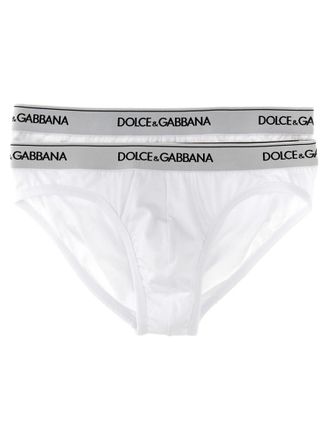 Dolce & Gabbana White Cotton Logo Elastic Brief