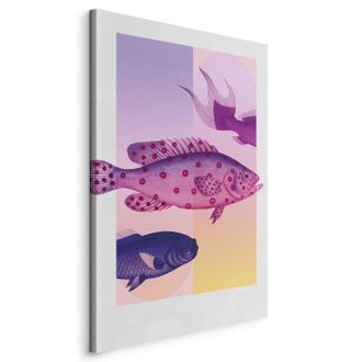 OEM Imagen - Peces En Tonos Pastel - Peces Estilizados Sobre Un Fondo De Formas Degradadas / Peces De Fantas&iacute;a - Ilustraci&oacute;n Art&iacute;stica De Peces Sobre Un F