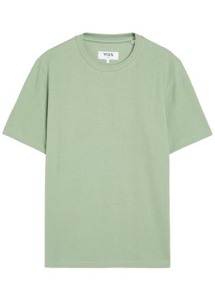 Wax London Dean Textured-knit Cotton T-shirt - Sage - XL