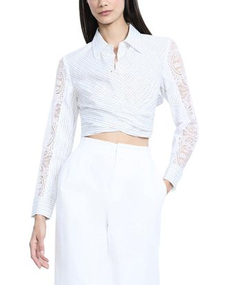 Bcbgmaxazria Lace Stripe Tie Back Top