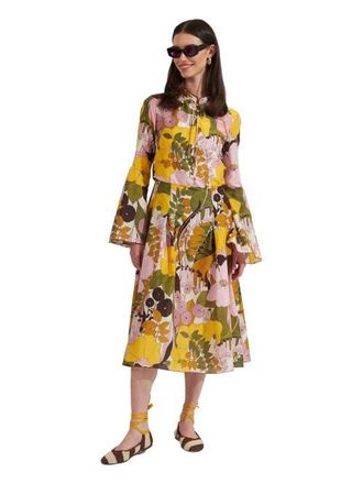 La DoubleJ Casanova Midi Dress Big Flower Rose Pink at Nordstrom, Size X-Small