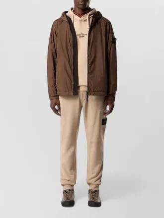 Stone Island hooded lightweight nylon jacket drawstring hem