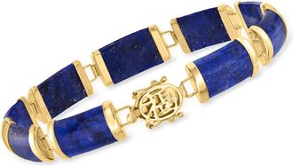 Ross-Simons Lapis and 14kt Yellow Gold Good Fortune Chinese Character Bracelet