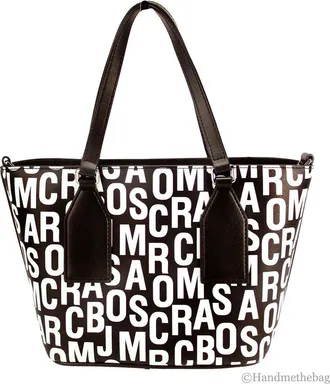 Marc Jacobs Monogram Print Saffiano Leather Tote Bag - Black