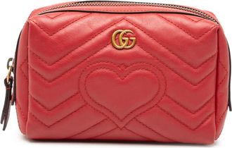 Gucci Pre-owned Gucci GG Marmont Matelasse Leather Heart Cosmetic Case Ladies 476165 0959