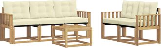 vidaXL Conjunto De Sof&aacute;s De Exterior 6 Uds. Blanco Y Crema Vidaxl