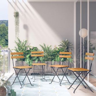 vidaXL Vidaxl - Sillas Bistr&oacute; De Terraza Plegables 4 Uds Madera Maciza Acacia