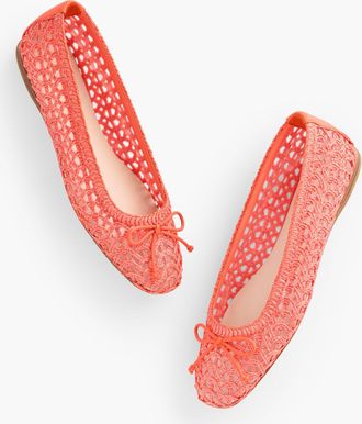 Talbots Blaine Soft Sole Loopy Woven Ballet Flats - Hot Coral - 6 1/2 M Talbots