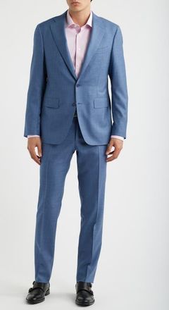 Canali Capri Trim Fit Light Blue M&eacute;lange Super 130s Wool Suit at Nordstrom, Size 52