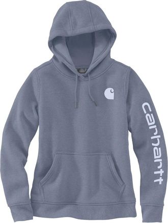 Carhartt Work in Progress Clarksburg Hoodie Womens Gray White Relaxed Fit Logo Sleeve JAX1697