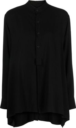 Yohji Yamamoto button-up band-collar shirt - women - Rayon - 2 - Black