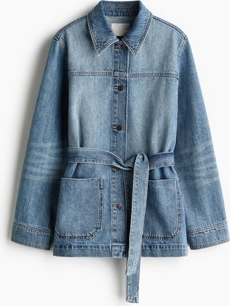 H&M Denimjacke mit Bindeg&uuml;rtel - Blue