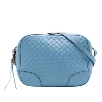 Gucci Pre-owned Embossed Leather Crossbody Bag - Dames - Pre-owned - Blauw - Maat: ONE Size Leer