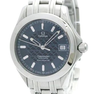Omega Pre-owned Seamaster 2506.80 Horloge - Heren - Pre-owned - Blauw - Maat: ONE Size Zijde