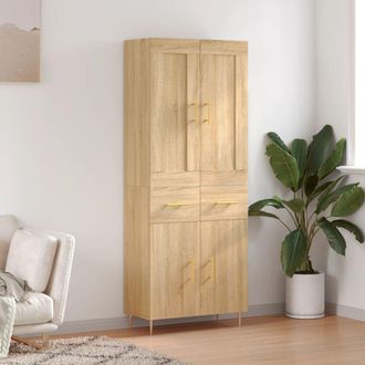 Berkfield Home Highboard Sonoma Oak 69.5x34x180 cm Engineered Wood in Brown