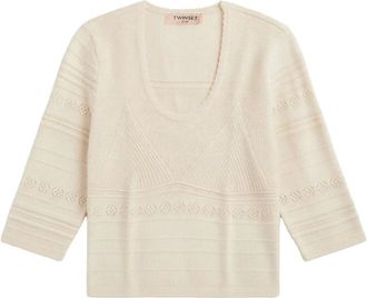 Twinset Truien & Vesten, Dames, Wit, M, V-hals Gebreid