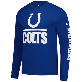Nike Indianapolis Colts Split Local Nike Mens NFL Long-Sleeve T-Shirt in Blue | NKAC4LB98-CQP