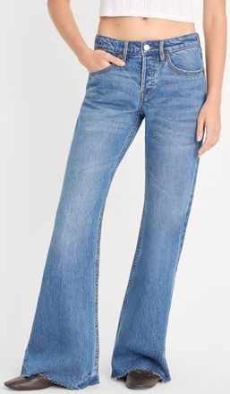 Good American Raw Hem Low Rise Relaxed Flare Jeans in Indigo1287 at Nordstrom, Size 10