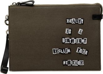 Valentino Pre-owned Valentino Jamie Reid Embroidered Canvas Rockstud Clutch Ladies 2L4P5F2ELYJEH32P