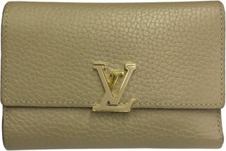 Louis Vuitton Beige Leather Wallet (Tri-Fold) (Pre-Owned)