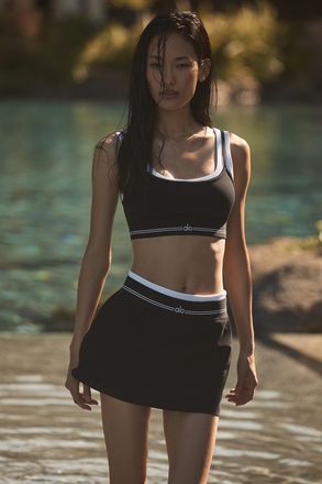 Alo | Airbrush Better Together Tennis Skirt in Black/White, Size: Medium