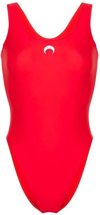 Marine Serre moon-print swimsuit - women - Spandex/Elastane/Recycled Polyamide/Recycled Polyamide/Spandex/Elastane - S - Red