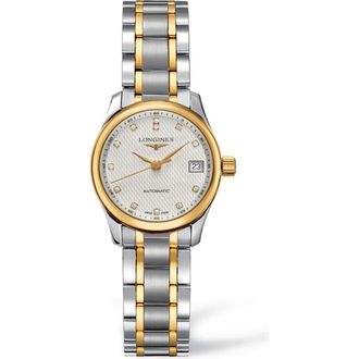 Longines Master Automatic Diamond Bracelet Watch, 25.5mm in Silver at Nordstrom