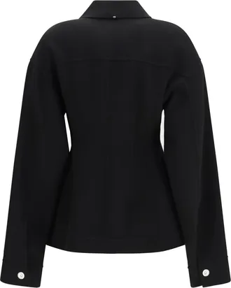 Sportmax Womens Arena Short Virgin Wool Coat Nero Fleece Ovis Aries Jacket