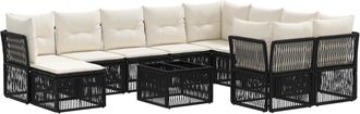 vidaXL Conjunto De Sof&aacute;s De Jard&iacute;n 11 Uds. Negro Rat&aacute;n Sint&eacute;tico Vidaxl