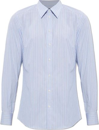 Dolce & Gabbana Katoenen Gestreept Shirt - Heren - Zakelijke Overhemden - Blauw - 2XL - Katoen - Overhemden
