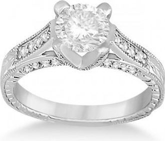 Allurez Antique Style Diamond Engagement Ring Setting 14k White Gold (0.40ct)