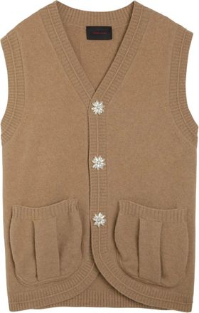 Simone Rocha faux-pearl-embellished cardigan - Brown